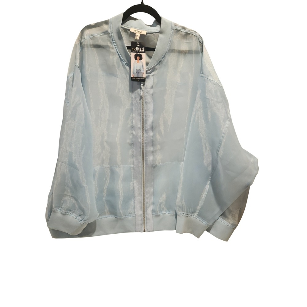 Edited by Remi Bader Sheer Bomber Jacket Ice Blue 5X Festival Clubwear Concert
